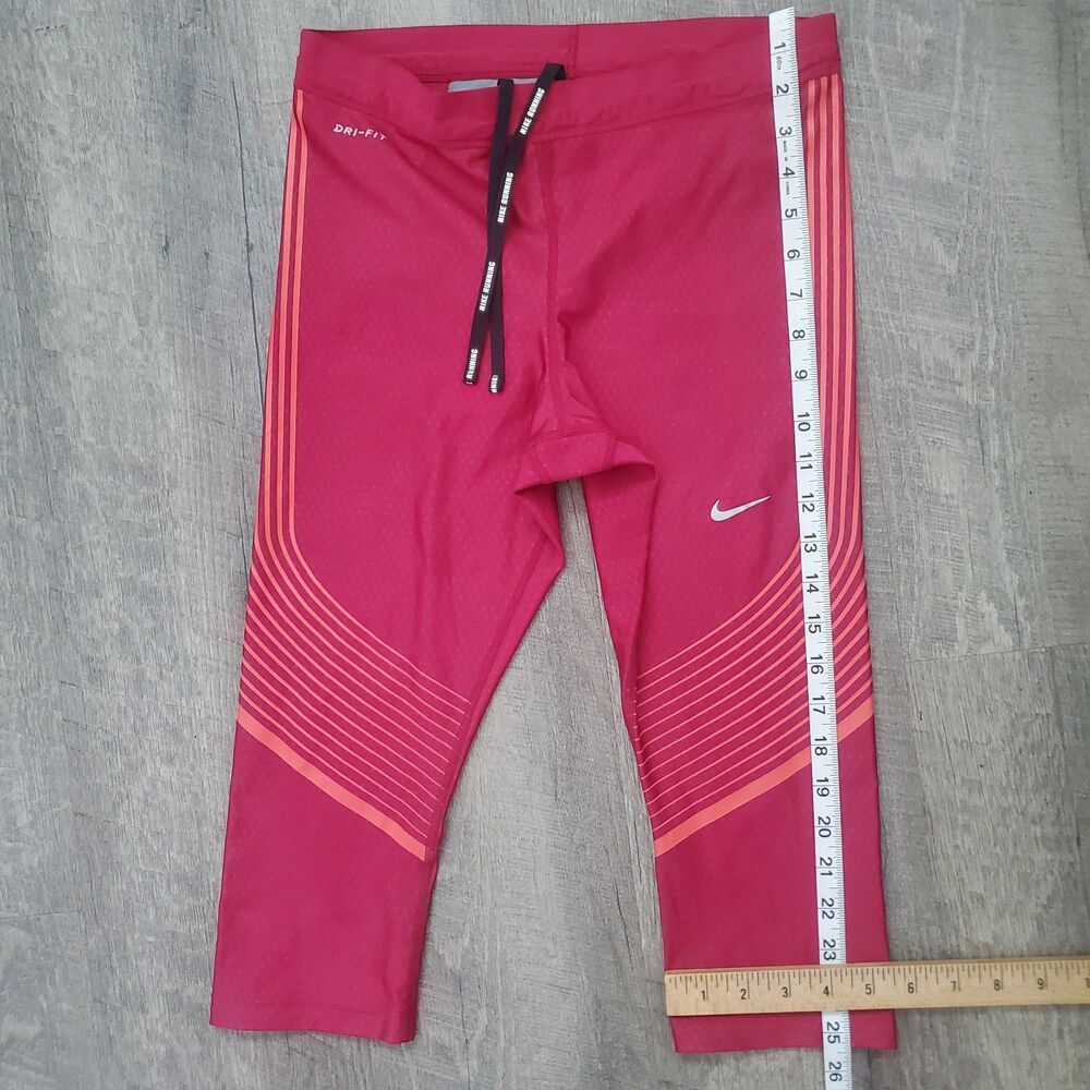 NEW Nike Women's Leggings Size Medium Berry Pink Orange Dri-FIT Running Capris - Picture 6 of 7
